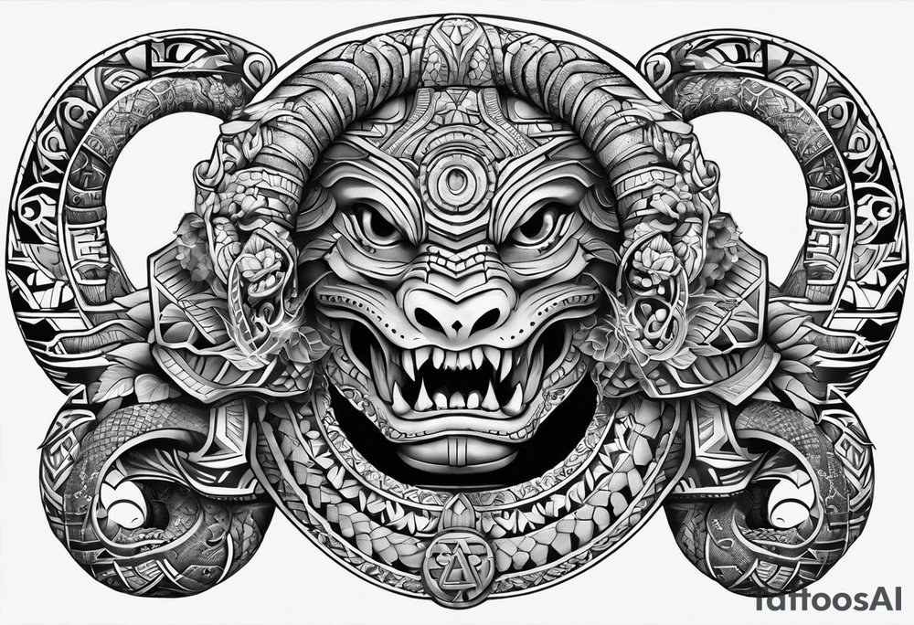 aztec snake sleeve tattoo idea