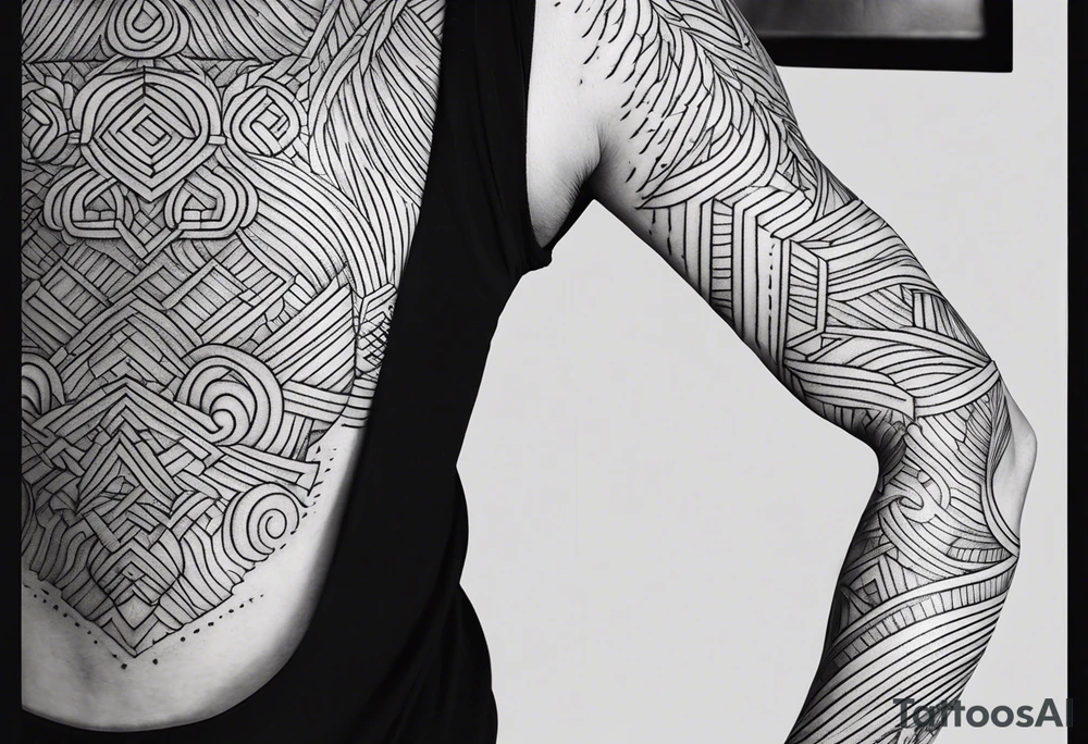 lines back and arm combination, simple, two lines tattoo idea lines back and arm combination, simple, two lines tattoo idea