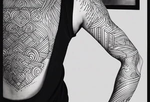 lines back and arm combination, simple, two lines tattoo idea