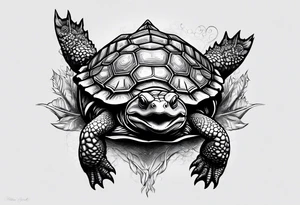 alligator snapping turtle, front view tattoo idea