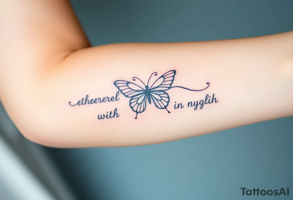 ethereal butterfly with flowing silk ribbons in moonlight tattoo idea