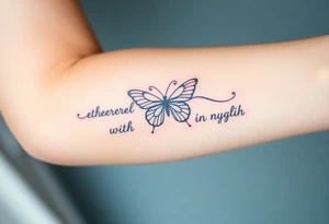 ethereal butterfly with flowing silk ribbons in moonlight tattoo idea