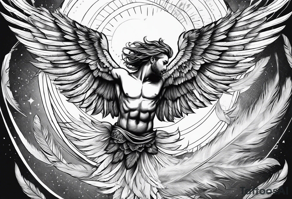 Icarus falling from the sun, with feathers floating down tattoo idea Icarus falling from the sun, with feathers floating down tattoo idea