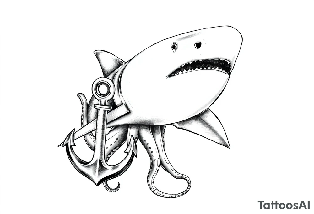 Hammerhead shark,anchor,octopus. tattoo idea