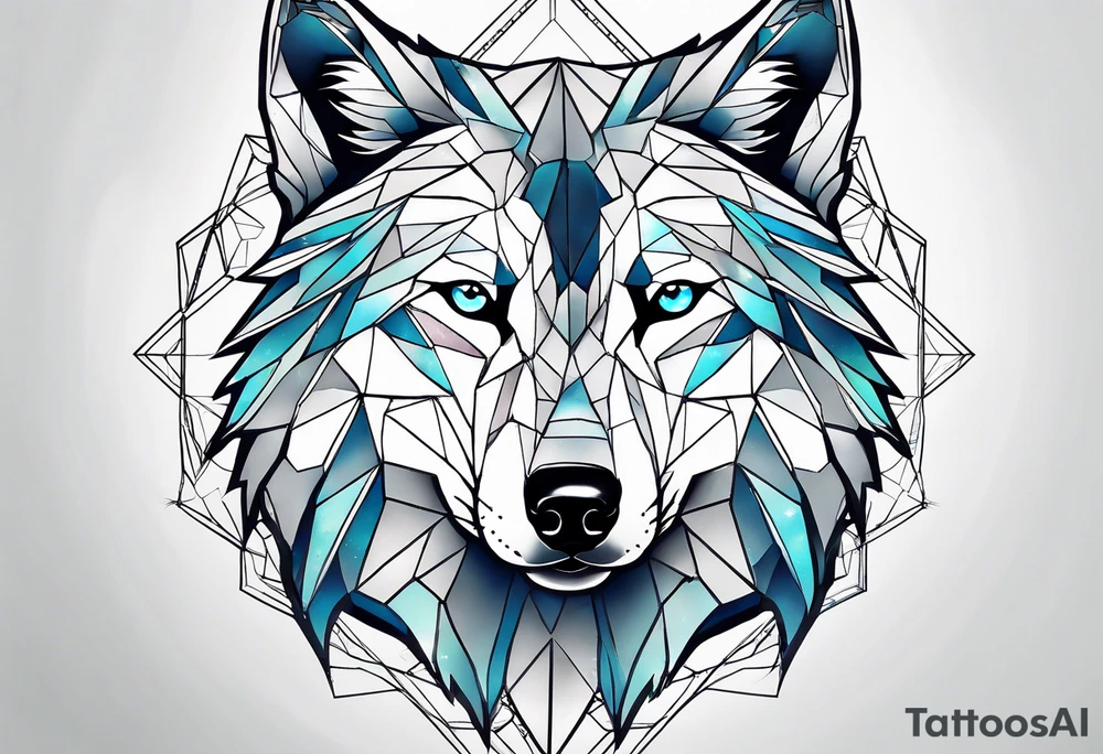 Constellation, two animal wolf, géométric tattoo idea