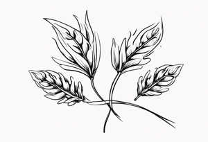 Oak tree leaves with wheat stalks wrapped in a ribbon tattoo idea