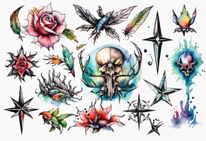 sternzeichen krebs aquarell tattoo idea
