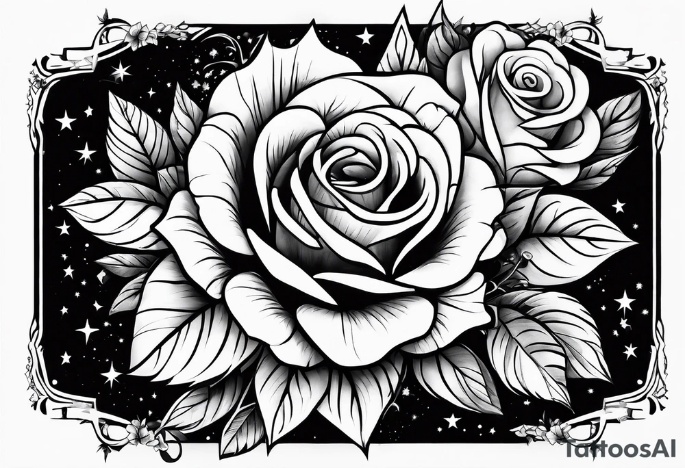 Tesseract with roses and stars tattoo idea