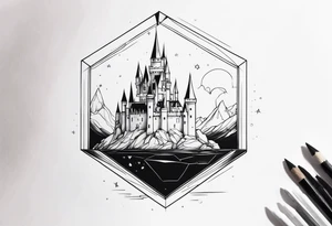 a castle floating in the crystal tattoo idea