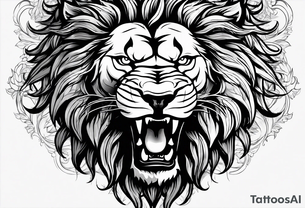angry lion tattoo idea