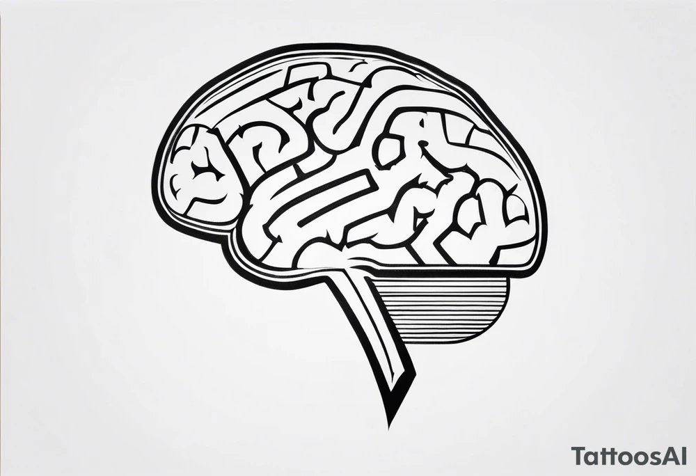 Picture of the outline of a brain with a letter I in it tattoo idea