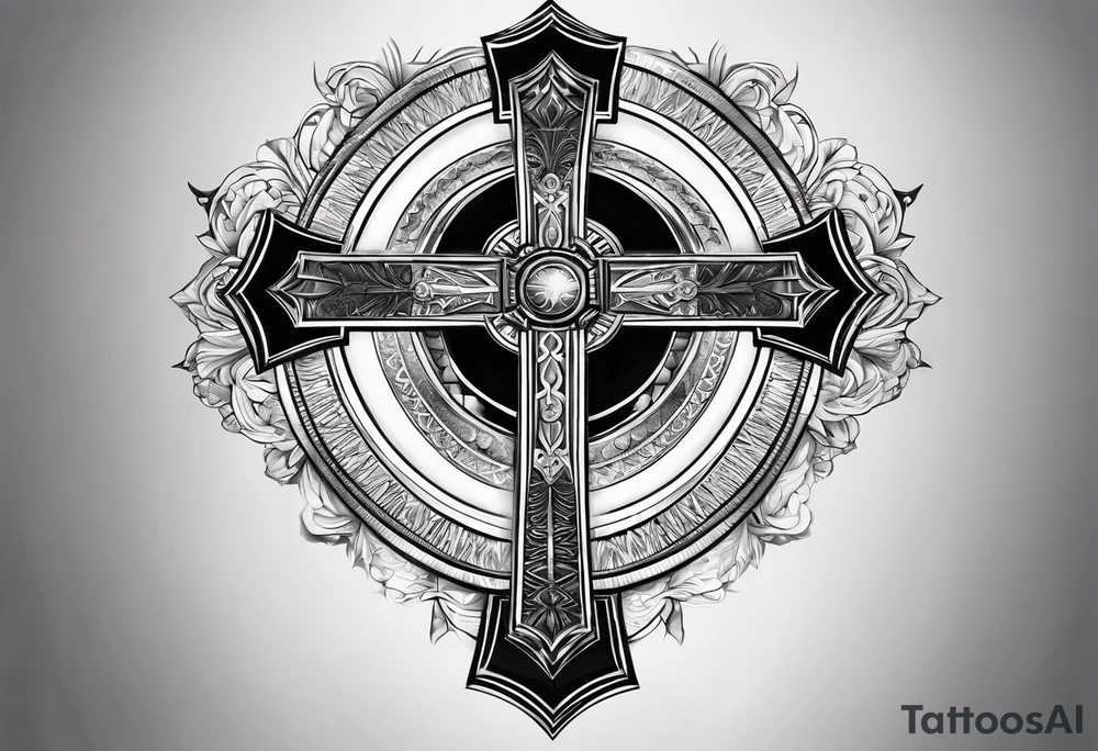 Egyptian cross with light beam shining down tattoo idea