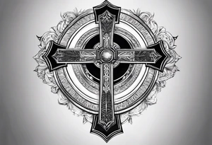 Egyptian cross with light beam shining down tattoo idea