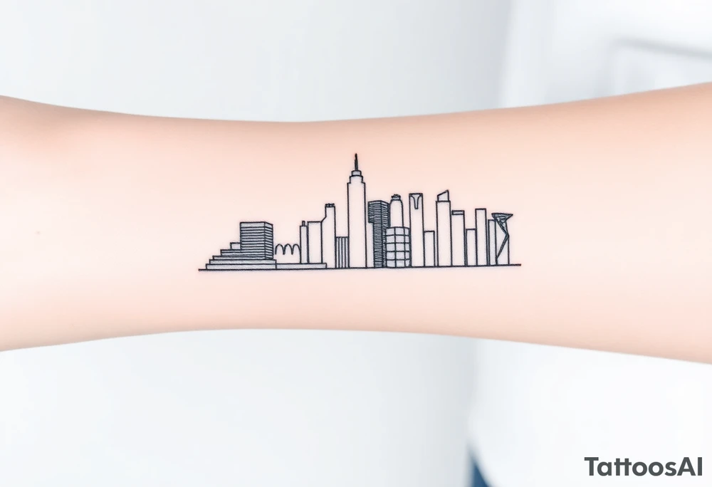 abstract, line drawing of the downtown phoenix az skyline tattoo idea