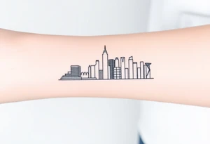 abstract, line drawing of the downtown phoenix az skyline tattoo idea