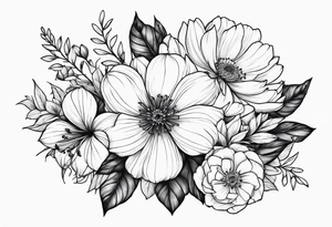 May november December February birth flower bouquet tattoo idea