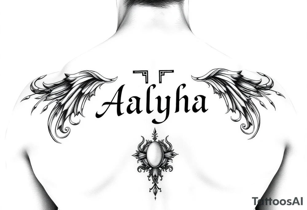 name is Aalyha, zodiac aquarius, white an black realistic thug tattoo idea