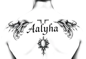 name is Aalyha, zodiac aquarius, white an black realistic thug tattoo idea