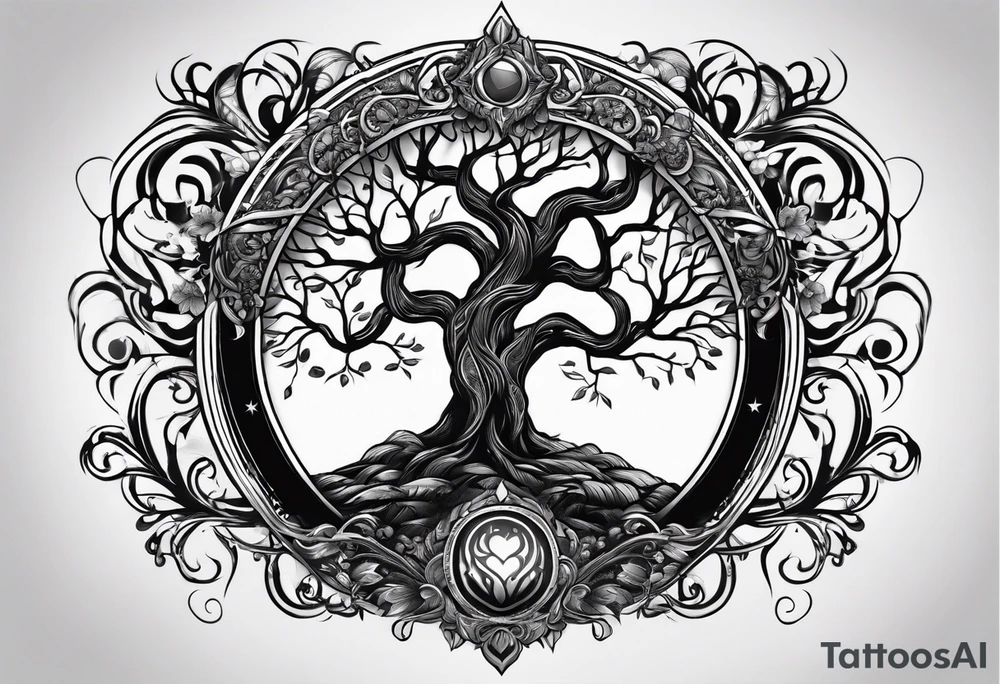 yggdrasil s ptákem tattoo idea