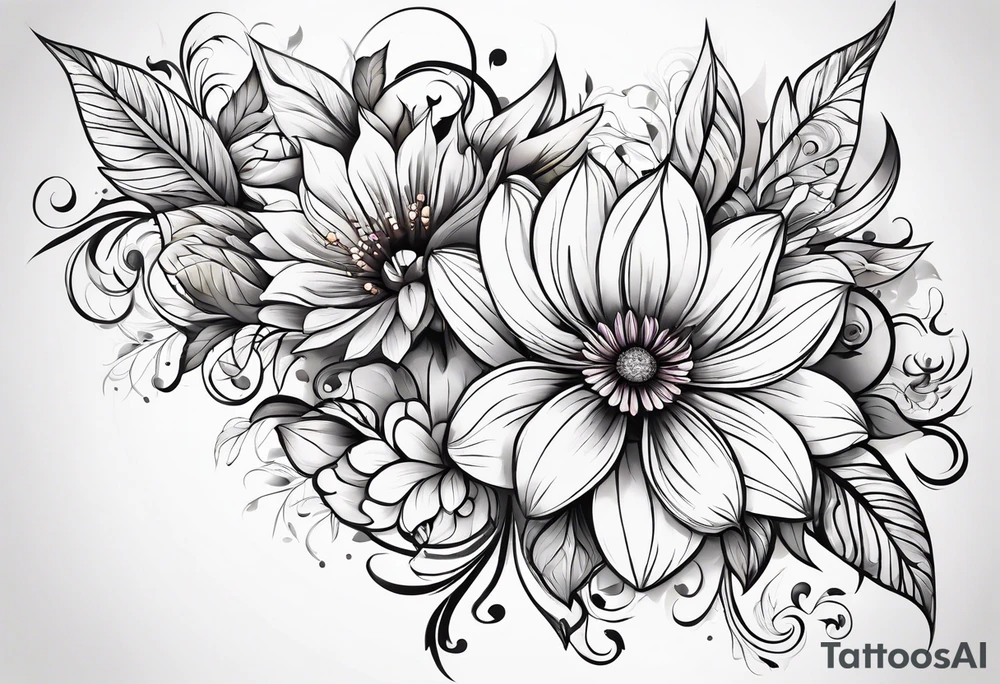 ornaments of flowers tattoo idea