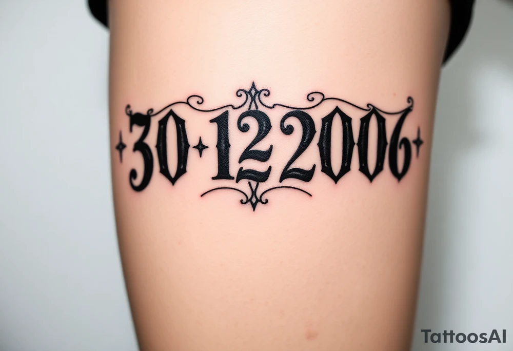 30 12 2006 in Roman numerals gothic style for men tattoo idea