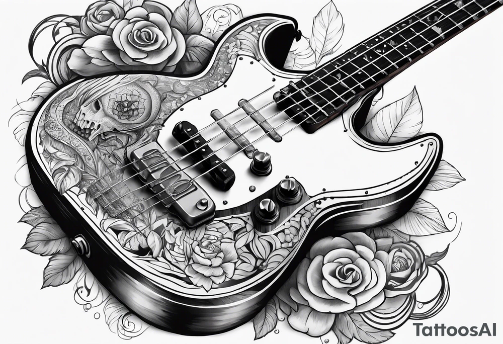 Skull bass guitar tattoo idea