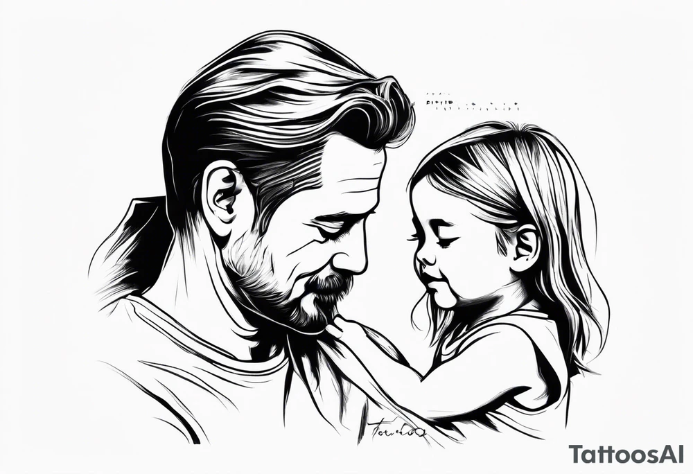 little girl with her dad for memorial of her father tattoo idea