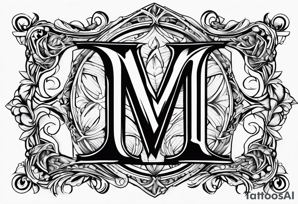 Letter M into a gothic 
style tattoo idea