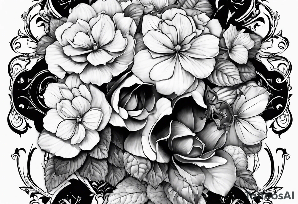 Heavy is the head, rot, hydrangeas tattoo idea