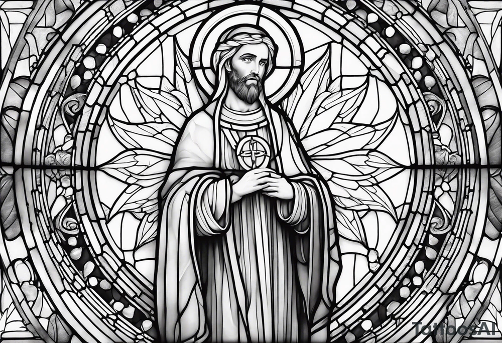 stained glass saint tattoo idea