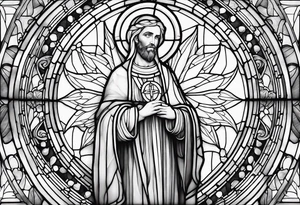 stained glass saint tattoo idea