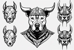 Pit bull with a viking helmet tattoo idea