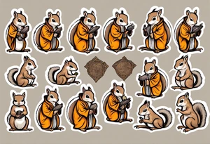 a squirrel dressed as a medieval monk tattoo idea