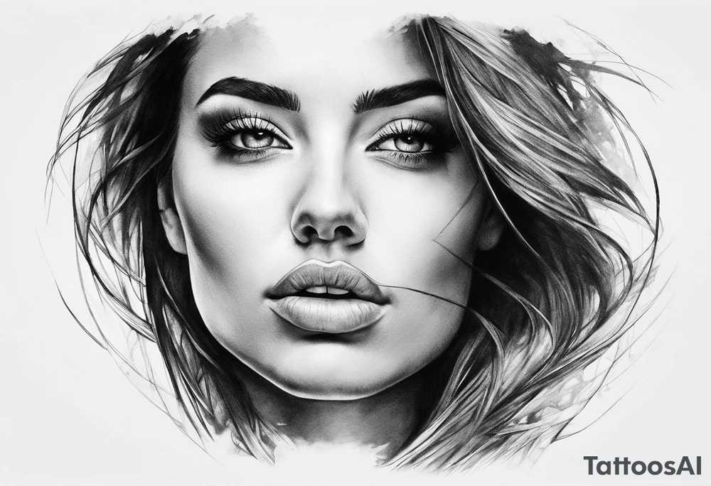 woman face side on. face at the top starts to morph into a city tattoo idea