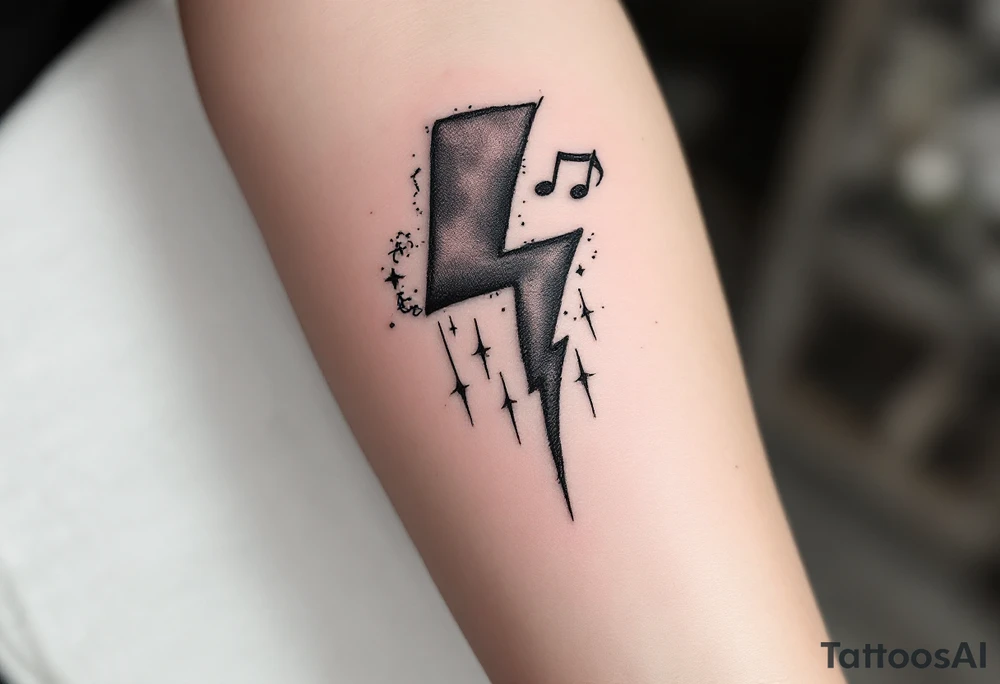 Thunderstorms with music symbol tattoo idea