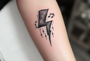 Thunderstorms with music symbol tattoo idea