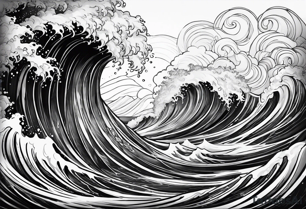 Poseidon steht in einer Welle im Meer tattoo idea