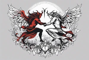 Angel and Devil fighting back tattoo design tattoo idea