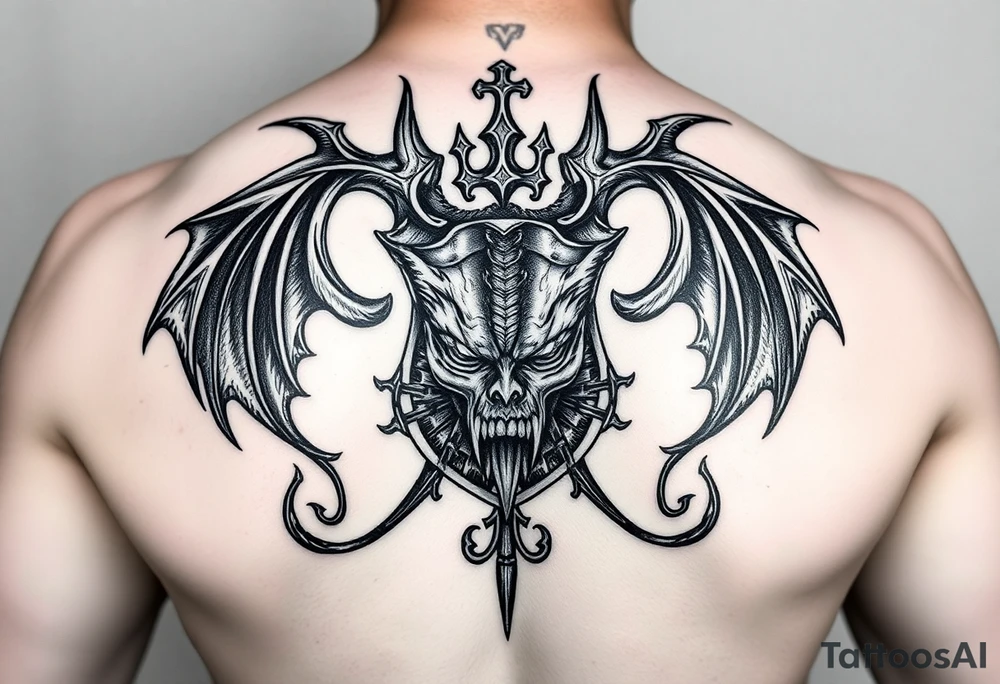 Smith family crest from Ireland with dark and brutally Demonic features for a full chest tattoo tattoo idea