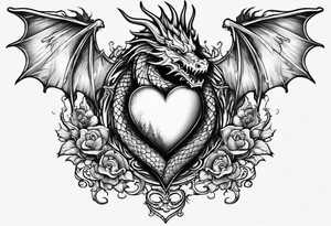 Realistic heart with a dragon tattoo idea