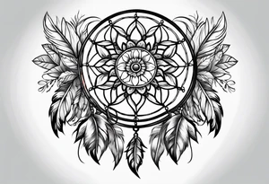 Dream catcher with flowers tattoo idea