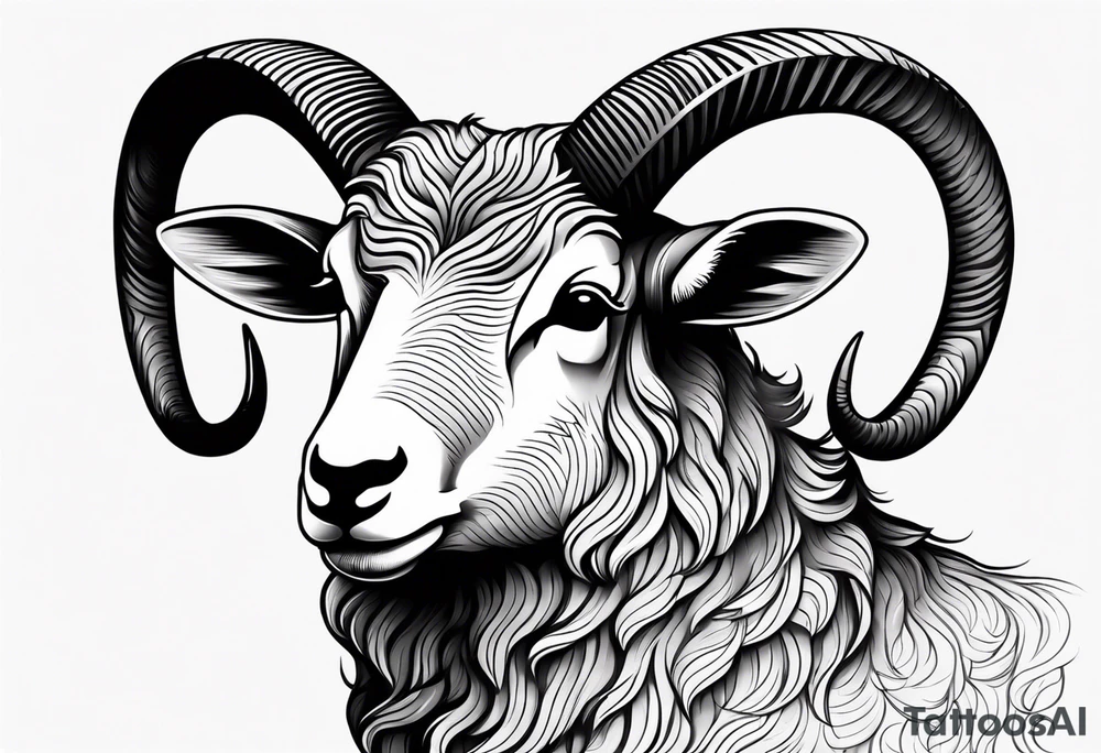 Black sheep with horns and angles for arm tattoo tattoo idea