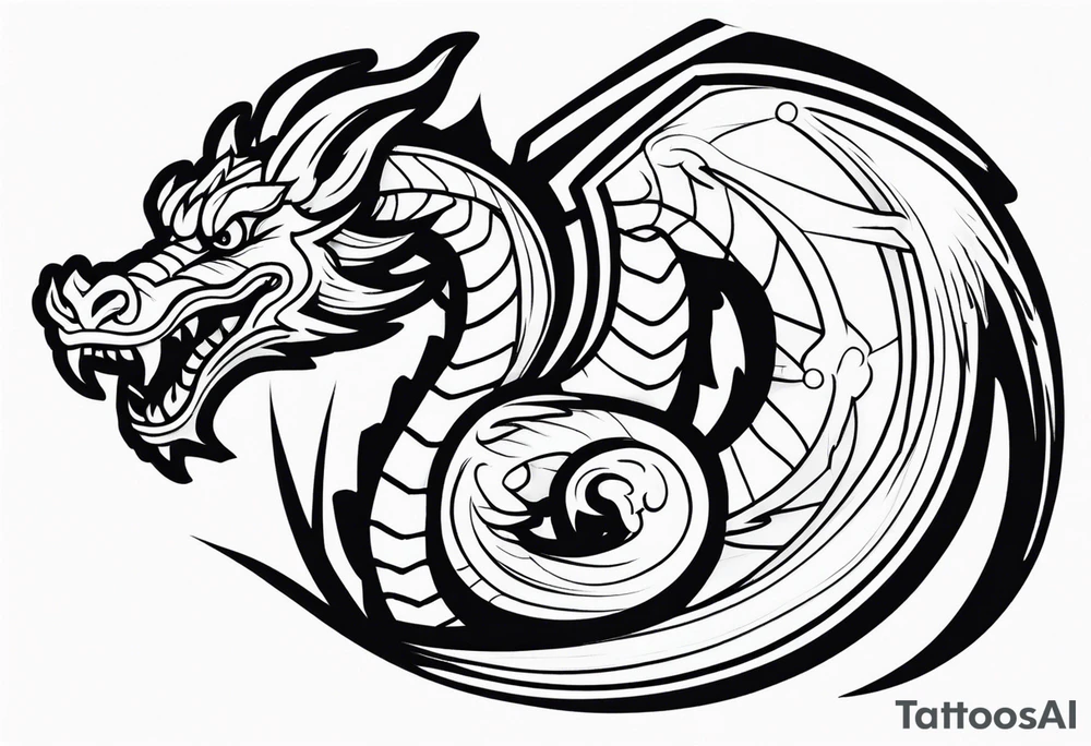 Simple Dragon with dumbbell mouth tattoo idea