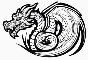 Simple Dragon with dumbbell mouth tattoo idea
