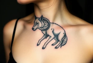 Wolf wearing a sheep like a costume prowling around tattoo idea