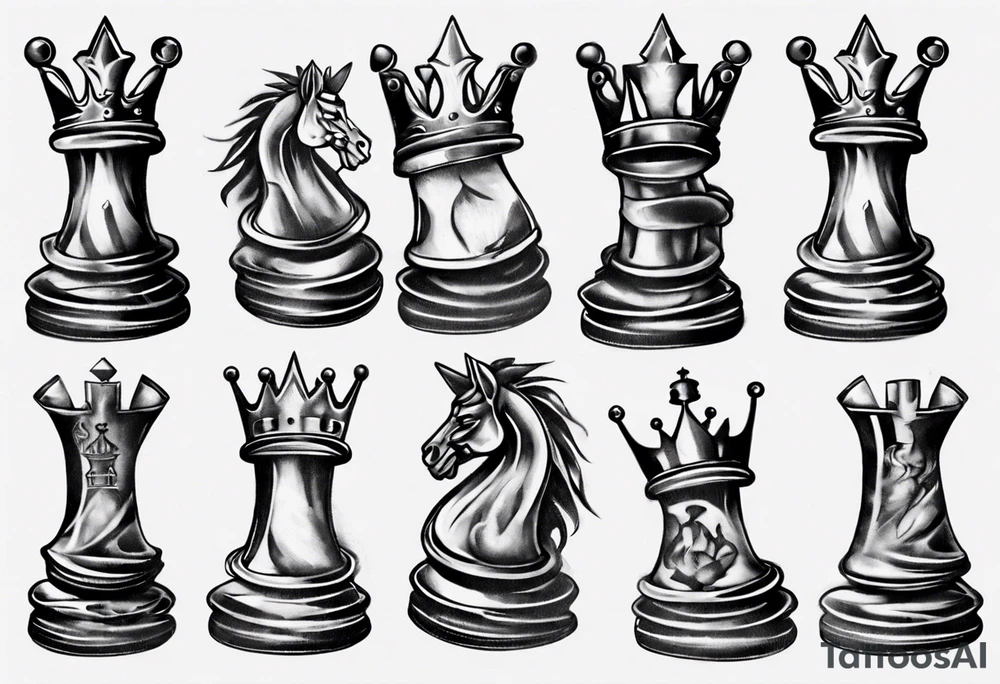 king chess with tear and wear from life tattoo idea