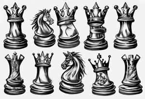 king chess with tear and wear from life tattoo idea