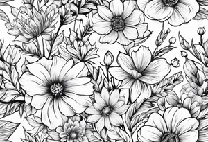 Wildflowers, smaller, vertical tattoo idea