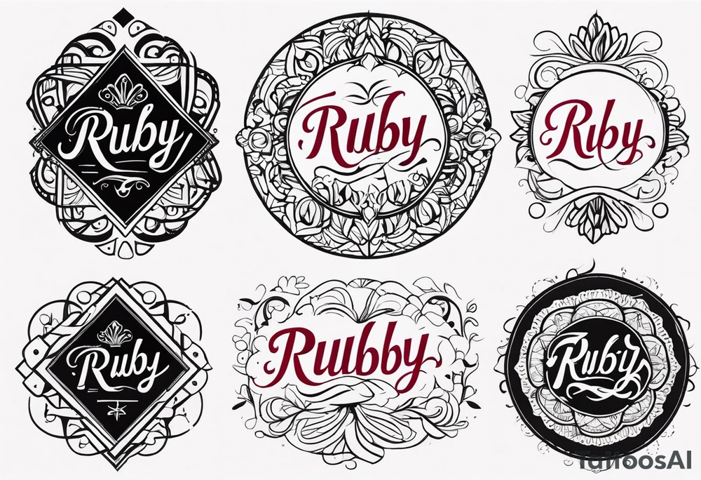 Generate a pretty tattoo with the name of: Ruby tattoo idea