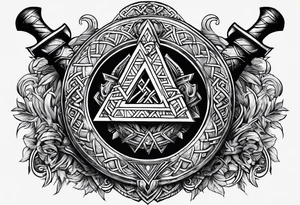 Valhalla valknut shield axe sword tattoo idea